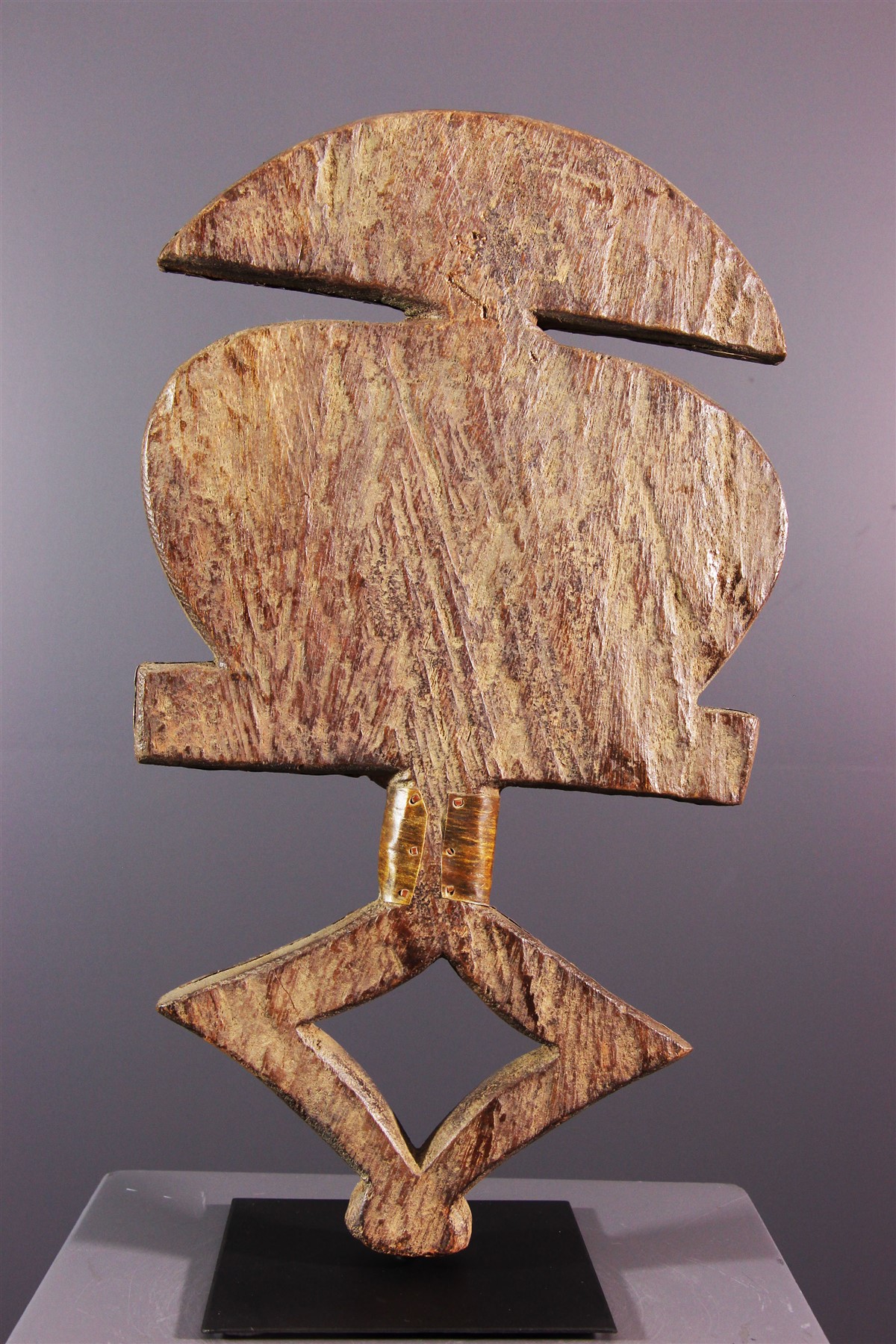 Figure De Reliquaire Kota - Art Africain Authentique - Cuivre - Avec Socle - Pièce De Collection