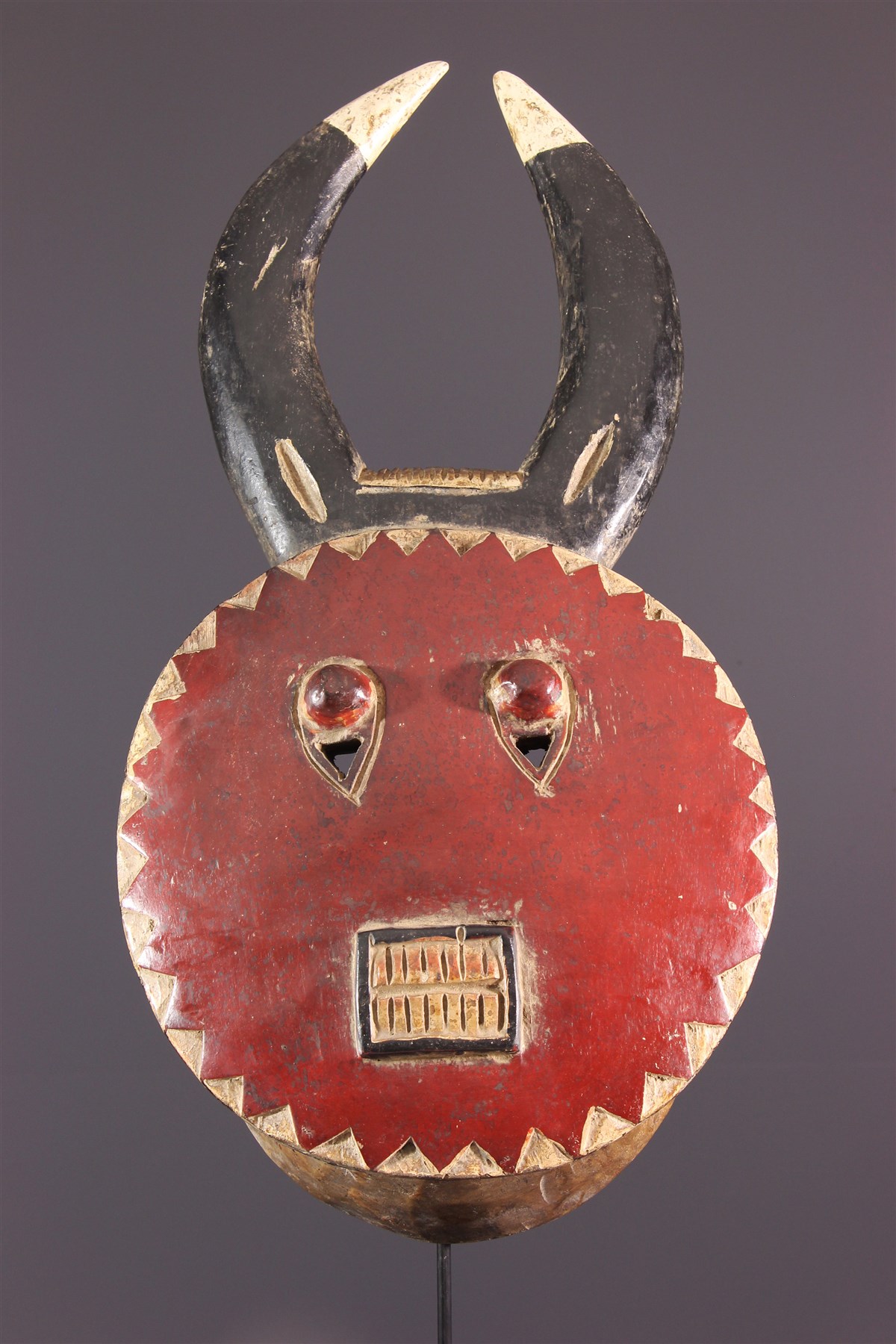 Masque Africain Tribal Goli Coloré - Art Mural Collectible - Bois Sculpté Main - Burkina Faso