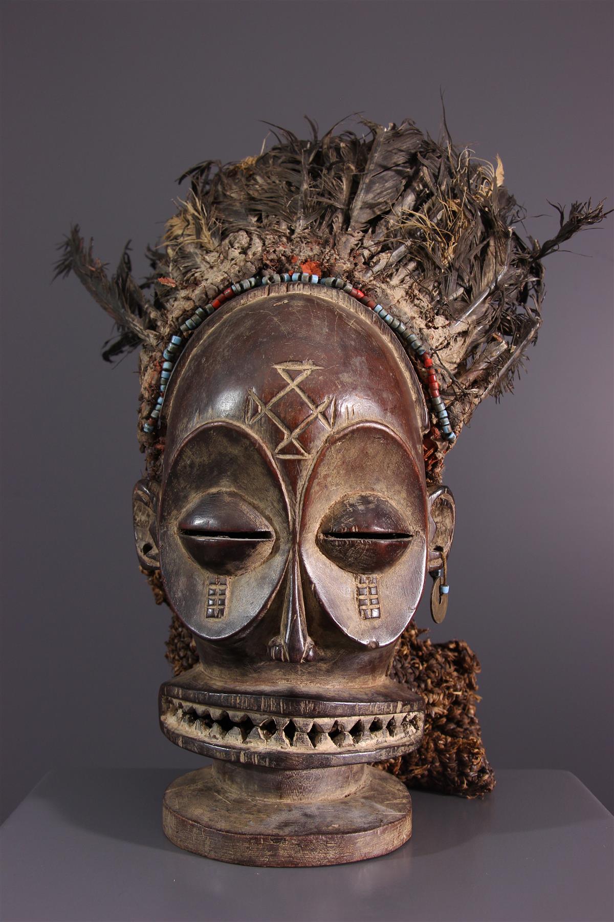 Masque Africain Ancien Chokwe Du Zaïre - Bois Patiné - Pièce De Collection