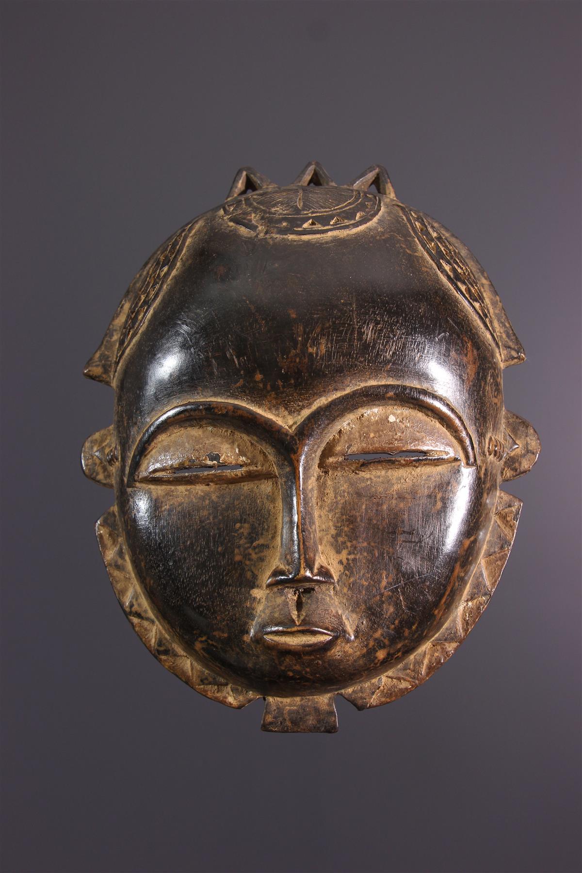 Masque Tribal Africain Baule - Bois Sculpté Main, 1935 - Art Primitif Collection - Dimensions 39x13 Cm