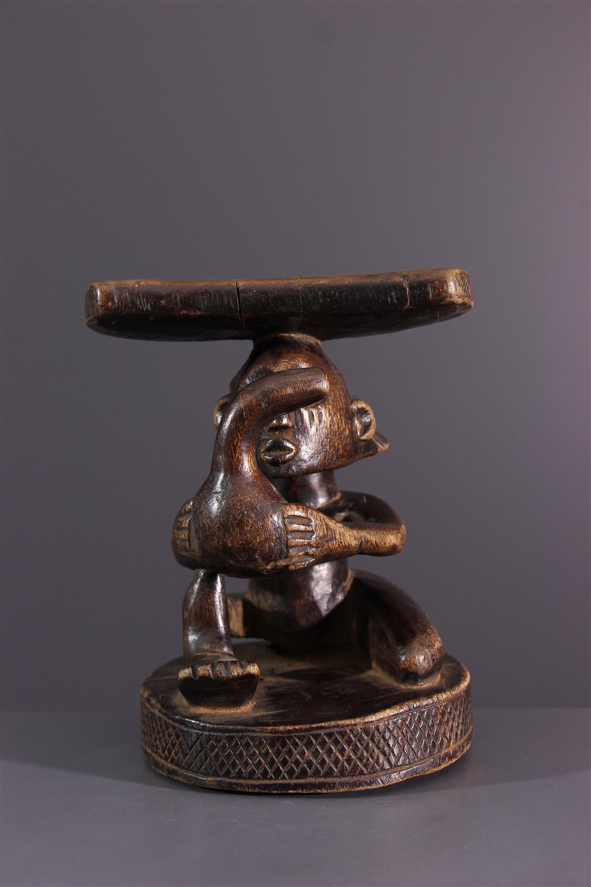 Appui-nuque Figuratif Africain En Bois - Art De La RDC, Dignitaires, Rare, Pièce Originale