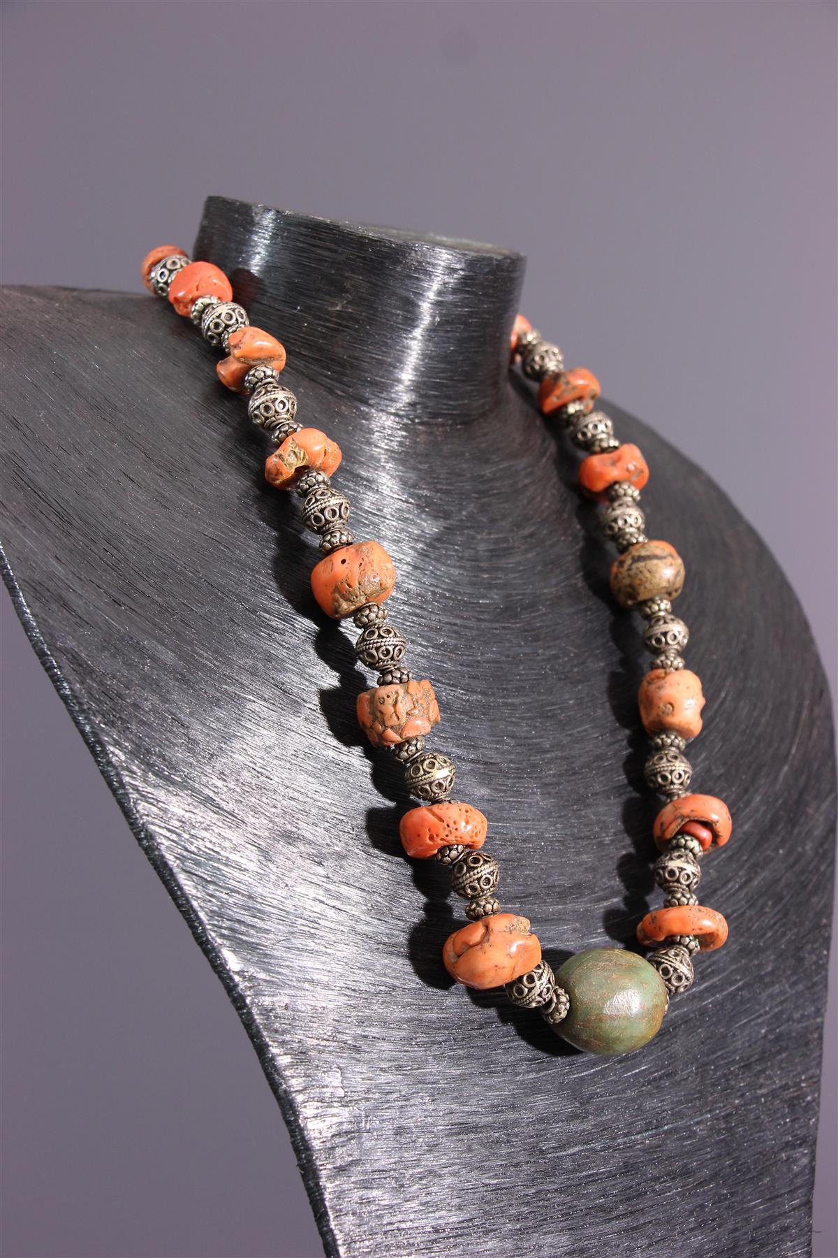 Collier Ethnique Berbère Maroc – Perles Multicolores, Pendentif Pentagramme, Années 80
