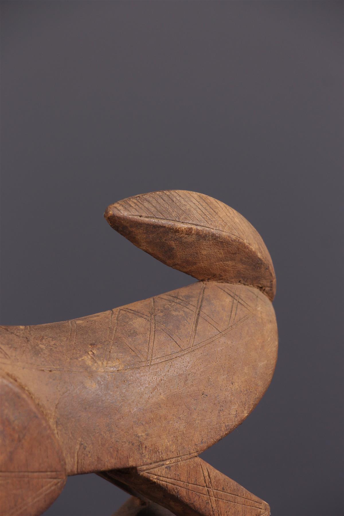 Cimier Tiwara Africain Ancien - Masque Sculpté Bamana - Art Tribal Bois Fait Main - XXème