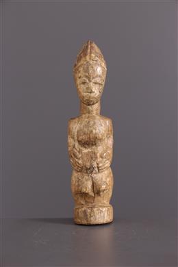 Statuette Africaine Baoulé - Chasseur Et Sa Gazelle (bois, Années 50/60)