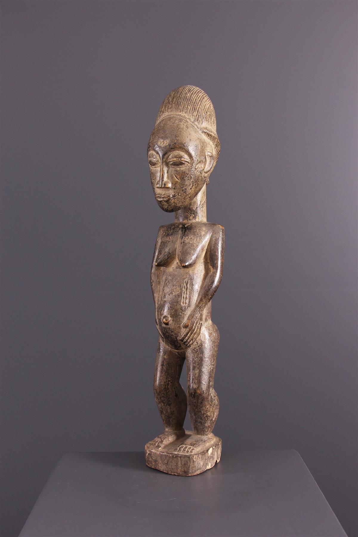 Statue Africaine Baoulé En Bois - Art Tribal Ancien Des Années 50-60, Hauteur 50 Cm