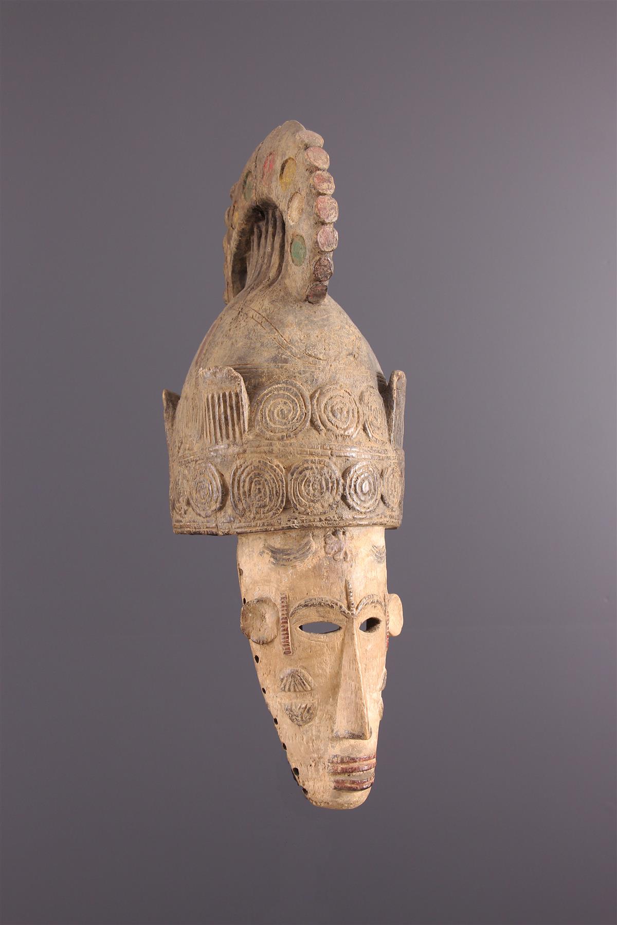 Masque Africain Ancien Igbo Opa Nwa (Nigeria) - Bois Peint Et Fourrure - Années 50, Authentique