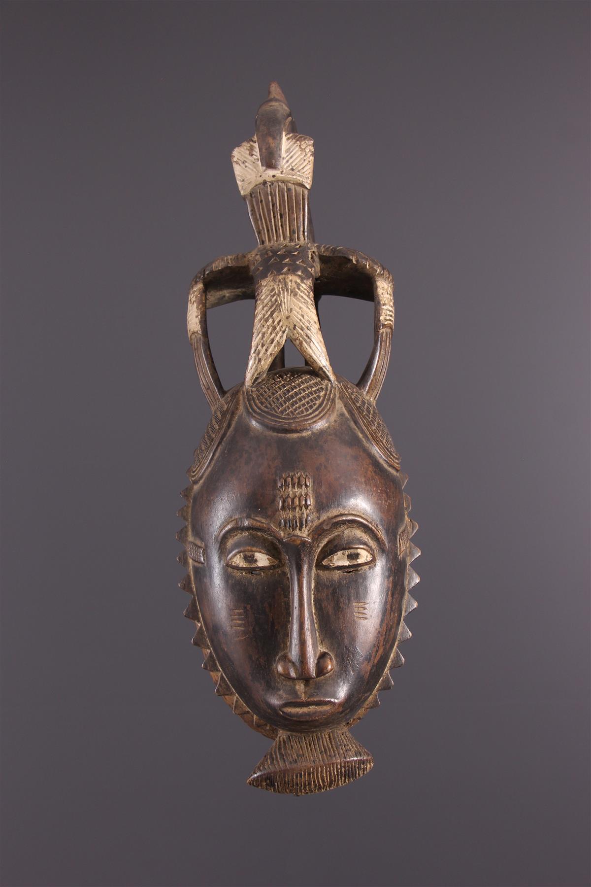 Masque Africain Baoulé Authentique - Art Tribal Ancien En Bois Sculpté - Pièce De Collection Unique