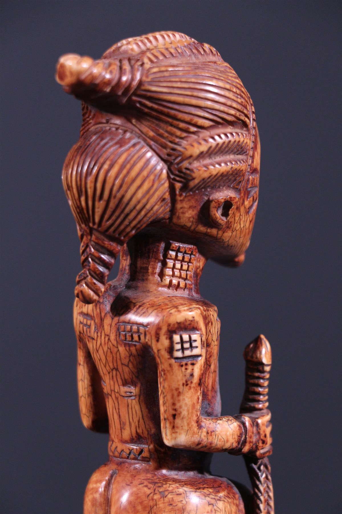(3566) Ivories of ancient African, ivory statuette Baoule