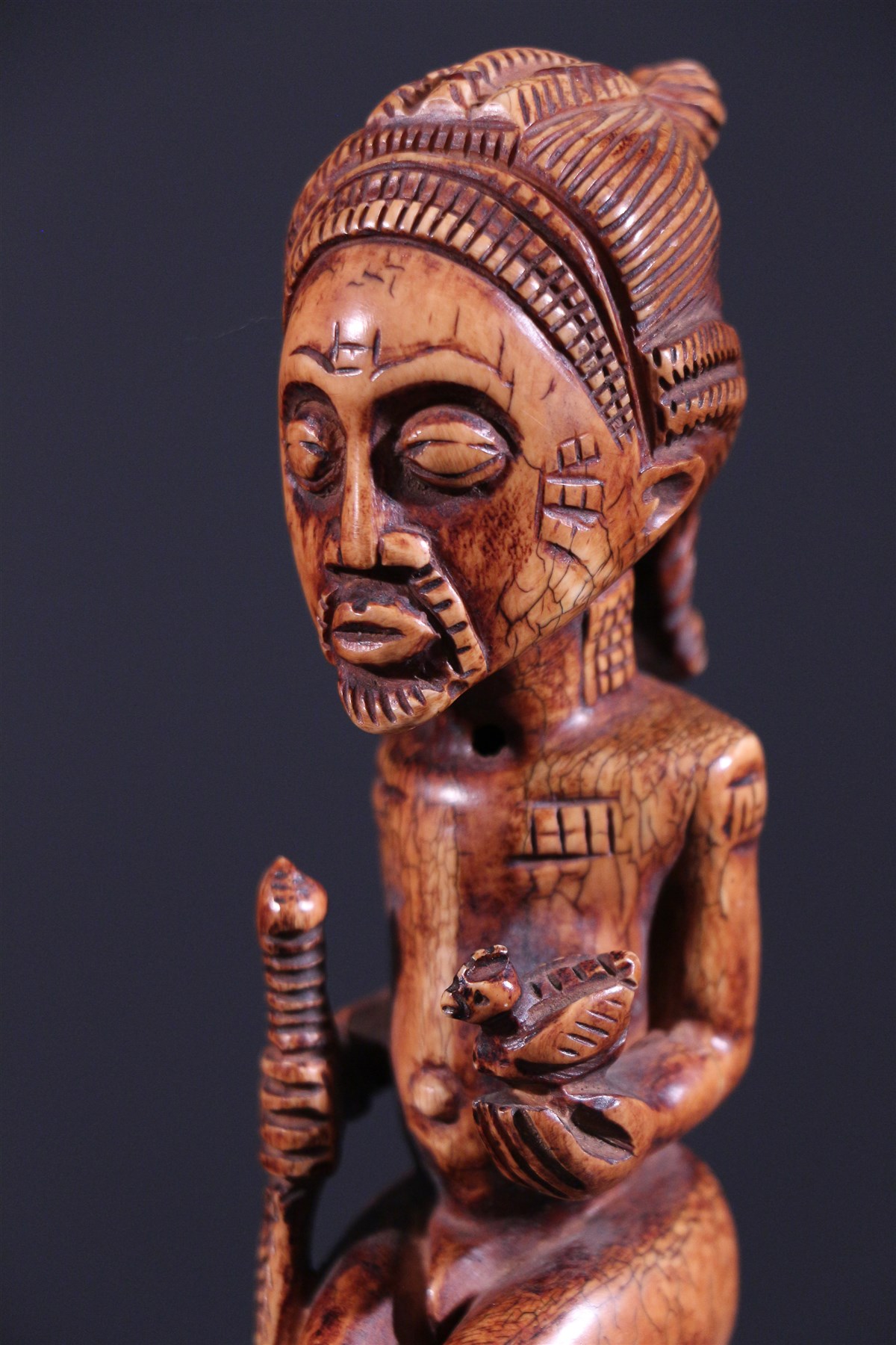 (3566) Ivories of ancient African, ivory statuette Baoule