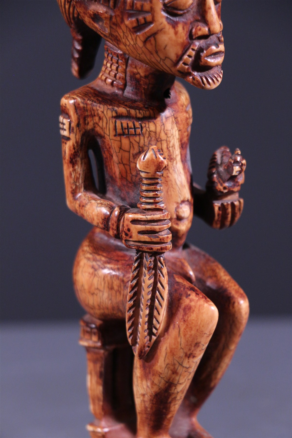 (3566) Ivories of ancient African, ivory statuette Baoule