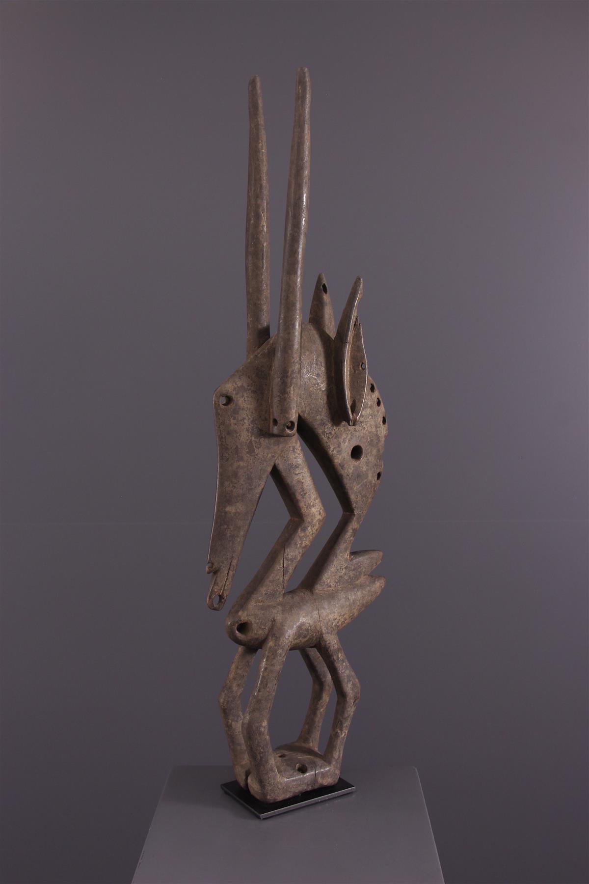 Cimier Tiwara Africain Ancien - Masque Sculpté Bamana - Art Tribal Bois Fait Main - XXème