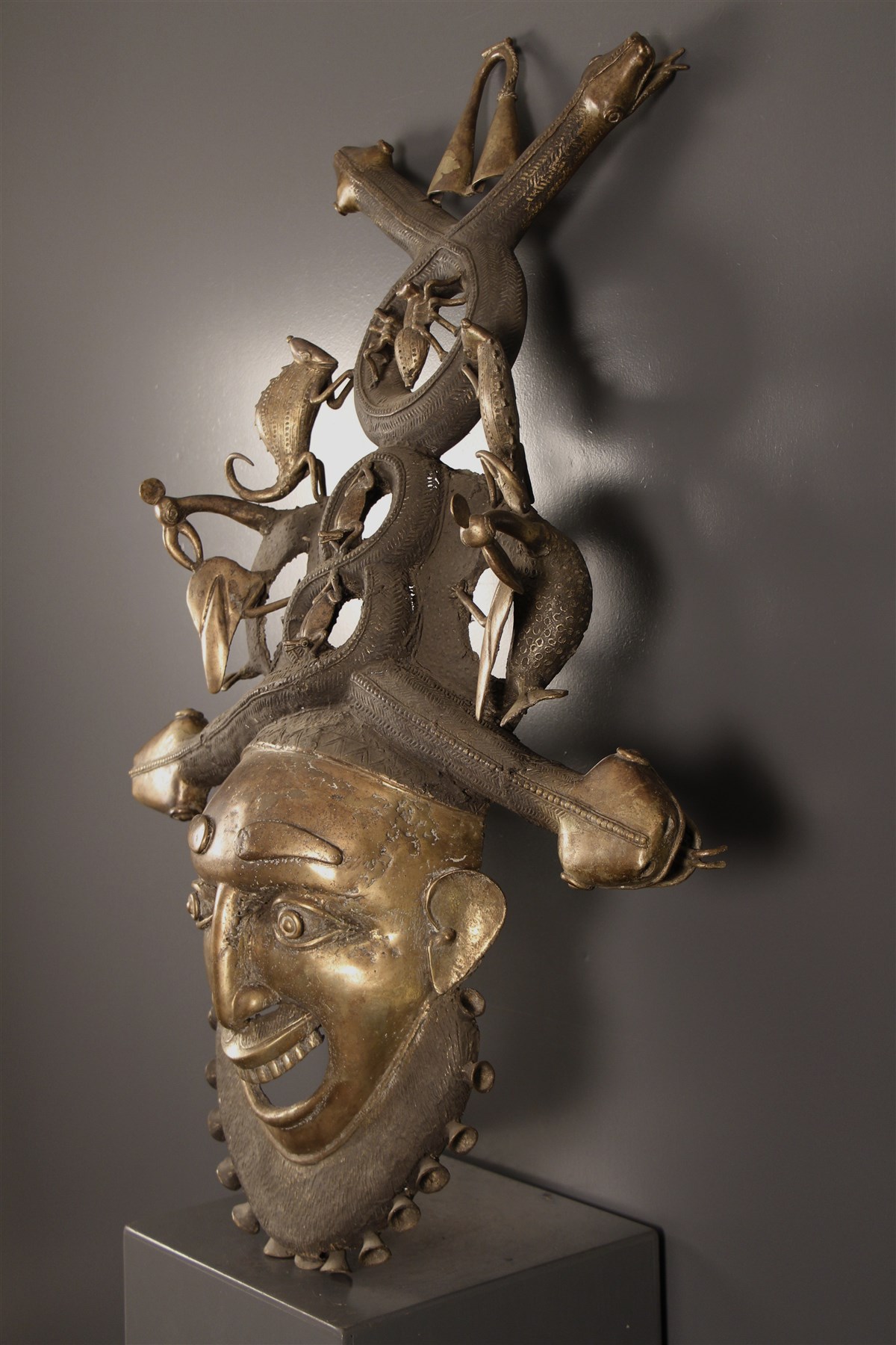 Masque Africain En Bronze - Pièce Originale Artisanale - Décoration Ethnique