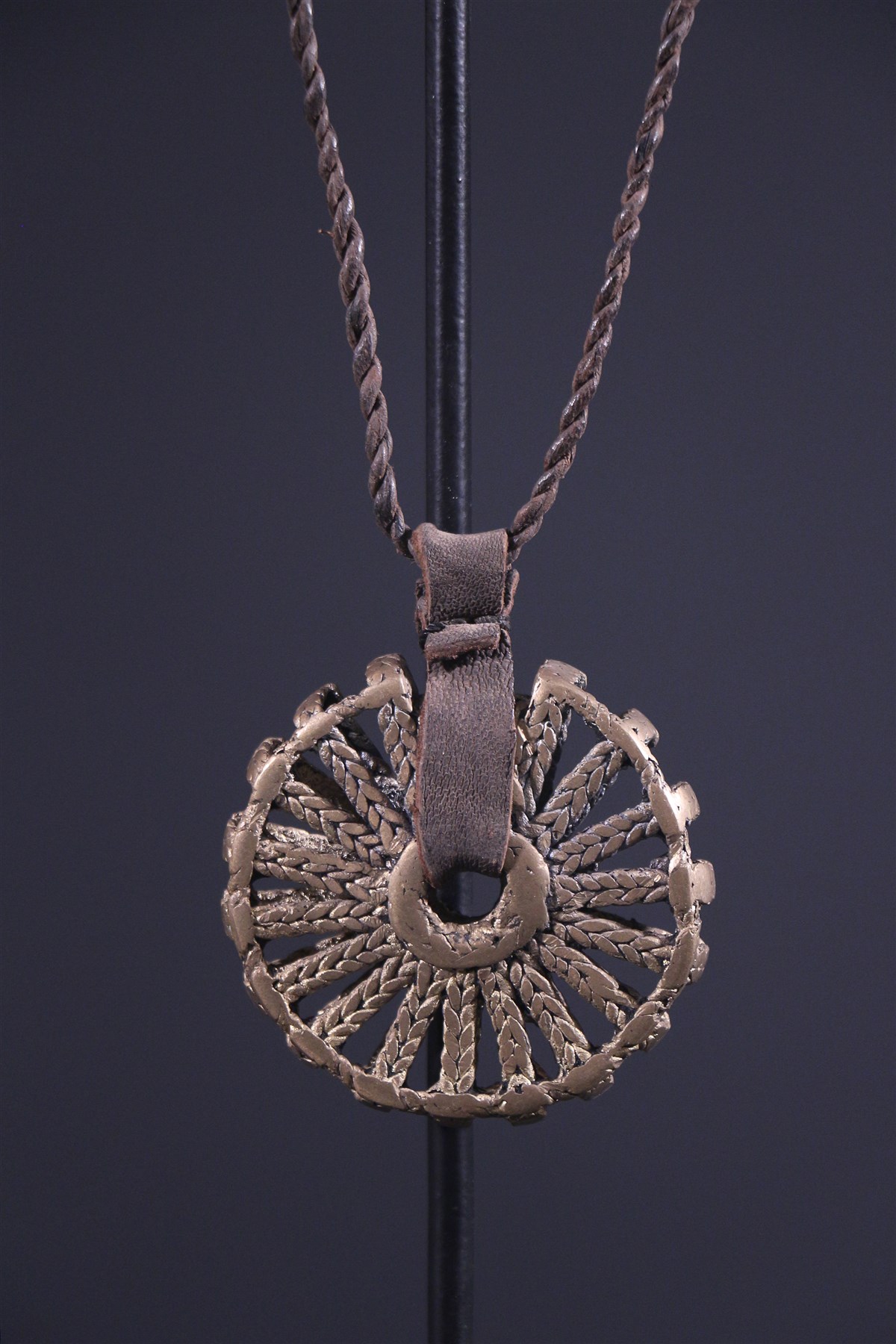Collier Pendentif Soleil Dogon - Ethnique Mali, Afrique - Matière Bronze - Occasion